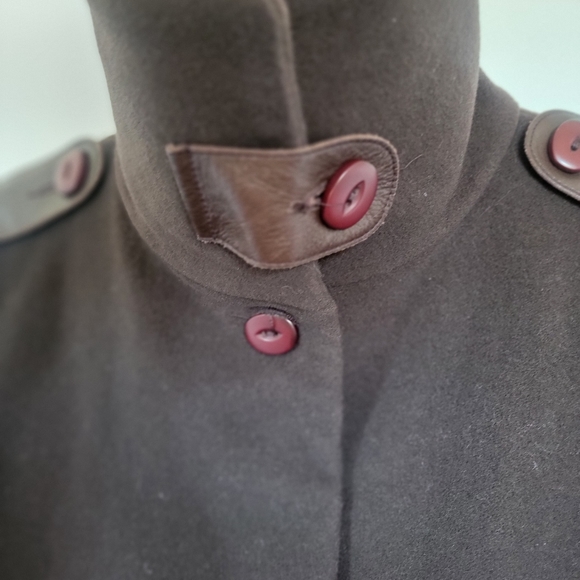 Mackage brown wool and leather coat - Picture 2 of 9